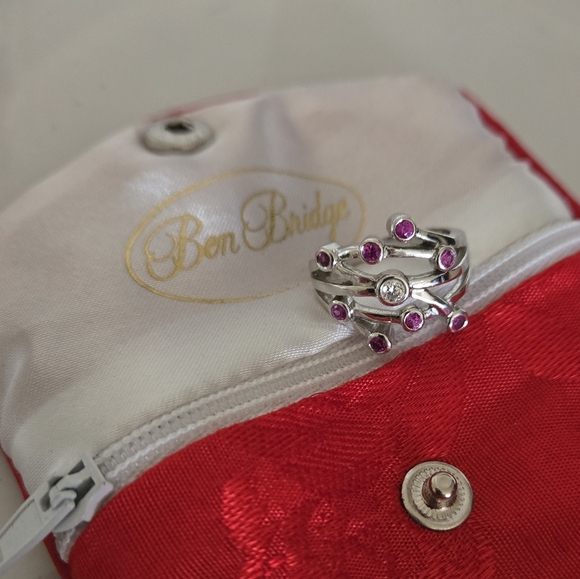 18k White Gold Pink Tourmaline Diamond Ring - Picture 15 of 16